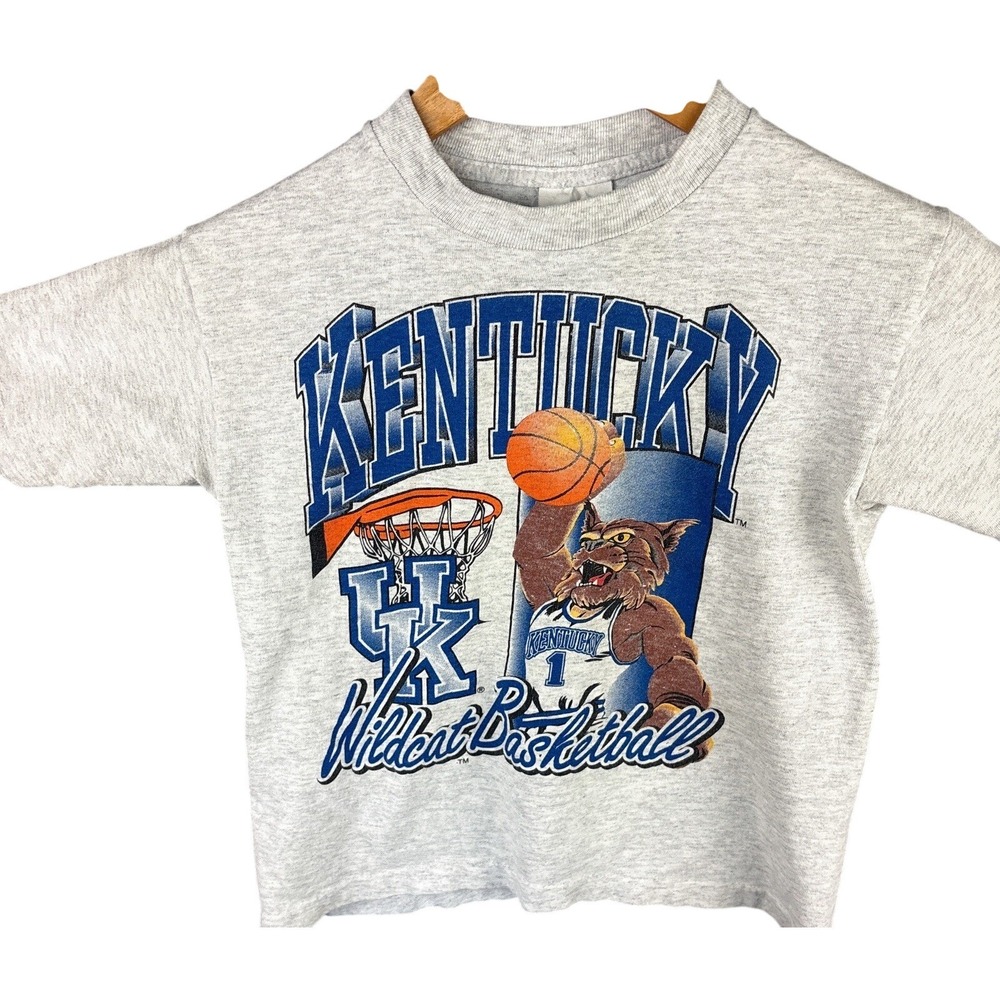 Vintage 90s Kentucky Wildcats Youth 10-12 Single Stitch Basketball T-Shirt